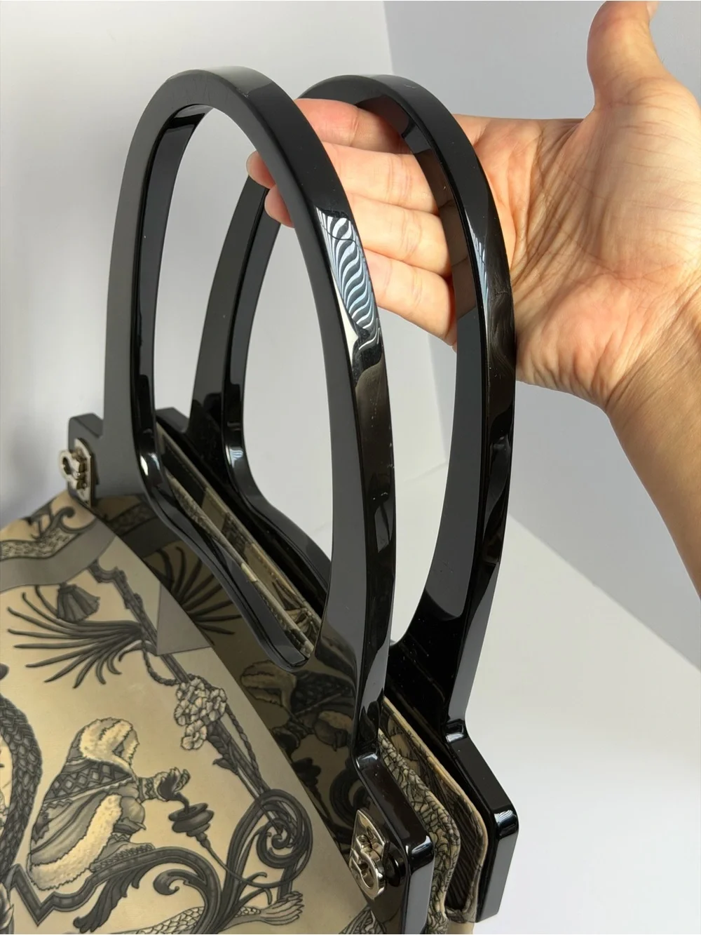 Salvatore Ferragamo Convertible Archival Scarf-Print Canvas Top Handle Bag